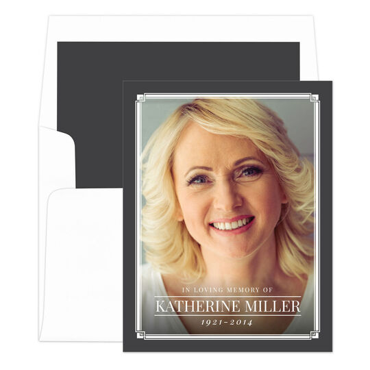 Charcoal Vertical Classic Photo Sympathy Cards